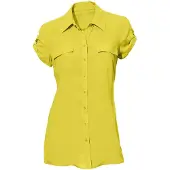 HEINE Hemdbluse , Damen, Gr. 36, grün (limone), 80% Viskose, 20% Baumwolle, unifarben, Blusen Hemdbluse