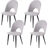 Mendler 4er-Set Esszimmerstuhl HWC-D73, Stuhl Küchenstuhl, Stoff/Textil grau