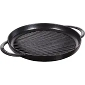 Staub Grill Pans Pure Grill 30 cm, rund, Schwarz, Gusseisen
