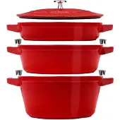 Staub 3er-Set Gusseisen-Kochgeschirr mit Deckel STAUB 40508-387-0