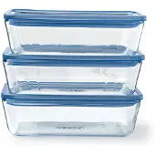 Pyrex 3er-Set Aufbewahrungsbehälter mit Deckel – – Kunststofffrei – Glas – Rechteckig – 0,8 l