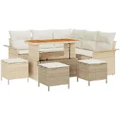 vidaXL Garten-Sofa-Set 8 stk. 7-Sitzanzahl Beige und Creme