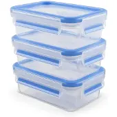 EMSA Clip & Close Frischhaltedosen-Set, rechteckig, 3 x 0,55 L, Aufbewahrungsbox