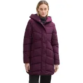 Tom Tailor Damen Puffer Parka mit Kapuze, 35796 - BlackBerry, XXL