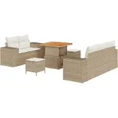 vidaXL Gartensofa-set 8 Stk. 8-Sitzanzahl Beige und Creme Poly Rattan