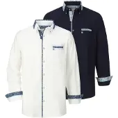 Babista Businesshemd "Doppelpack Hemd MATIAS", Herren, Gr. 3XL, weit, weiß (weiß dunkelblau), Obermaterial: 100% Baumwolle CO., Hemden Businesshemd