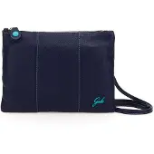OEM Italiänische Handtasche, mittel, Leder, 28 x 21 cm, Blau-Lila