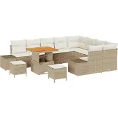 vidaXL Gartensofa-set 12 Stk. 11-Sitzanzahl Beige Poly Rattan