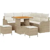 vidaXL Garten-Sofa-Set 8 Stk. 7-Sitzanzahl Beige