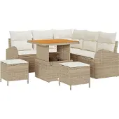 vidaXL Garten-Sofa-Set 8 stk. 7-Sitzanzahl Beige und Creme