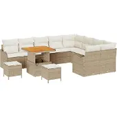 vidaXL Garten-Sofa-Set 12 Stk. 11-Sitzanzahl Beige
