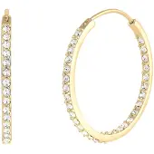 Elli Paar Creolen "Ohrringe Creolen 925 Silber, mit Kristallen von Swarovski", gold, Ohrringe, Damen, Silber 925 (Sterlingsilber), Paar Creolen