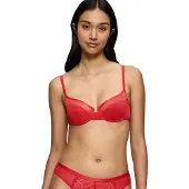 Triumph Balconette-BH "Delightful Spotlight", Damen, Gr. 70, Cup B, rot (rouge), Spitze, Obermaterial: 84% Polyamid, 16% Elasthan, unifarben, BHs Balconette-BH, mit graphischer Spitze