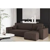 Fun-Möbel Ecksofa Schlafsofa Sofa MARIS Stoff Poso Braun Ottomane Rechts