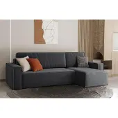 Fun-Möbel Ecksofa Schlafsofa Sofa MARIS Stoff Anthrazit Ottomane Rechts