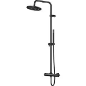 Steinberg Serie 340 Brauseset, mit Thermostatarmatur, EasyClean, Stabhandbrause, 3402721S, Farbe: Schwarz Matt