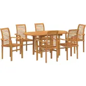 vidaXL Garten Essgruppe 7 stk. Braun Massivholz Teak