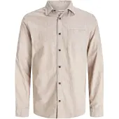 Jack & Jones Langarmhemd "JJECLASSIC MELANGE SHIRT L/S NOOS", Herren, Gr. XS, N-Gr, beige (oatmeal), Web, Obermaterial: 100% Baumwolle, comfort fit, Hemden Langarmhemd