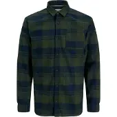 Jack & Jones Langarmhemd "JJJAMES BUFFALO SHIRT LS", Herren, Gr. XS, N-Gr, grün (duffel bag), Web, Obermaterial: 60% Baumwolle, 40% Polyester, kariert, regular fit normal, Hemden Langarmhemd