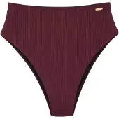 Copenhagen Studios Highwaist-Bikini-Hose "Nela", Damen, Gr. 36, N-Gr, rot (weinrot), Rippware, Recycling-Polyamid, strukturiert, unifarben, Badehosen Highwaist-Bikini-Hose, mit höherem Beinausschnitt