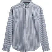 Superdry für Damen. W4010565A Schmal geschnittenes Oxford-Hemd blau (S), Lässig, Baumwolle, Langarm