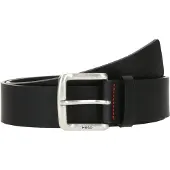 HUGO Ledergürtel "Geffrey Sz40", Herren, Gr. 90, schwarz (schwarz 001), Leder, kontrastfarbene Details, unifarben, Gürtel Ledergürtel, mit Dornschließe, Logo an der Schlaufe