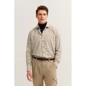 Bugatti Langarmhemd "Modern Fit" kariert, Kent-Kragen, weicher Materialmix