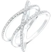 Elli Silberring "Ring Verschlungen Kristalle 925 Silber" Gr. 54, weiß, Fingerringe, Damen, 54, Silber 925 (Sterlingsilber), Silberring