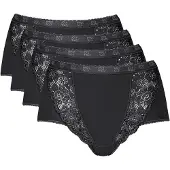 Sloggi Taillenslip "Taillenslip Taillenslip mit Ziergummibund 4 Stück", Damen, Gr. 38, 4 Stk., Single-Jersey, schwarz, Single-Jersey, , Unterhosen Taillenslip
