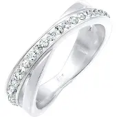 Elli Silberring "Ring Wickelring Zart 925 Silber, mit Kristallen von Swarovski" Gr. 54, weiß, Fingerringe, Damen, 54, Silber 925 (Sterlingsilber), Silberring
