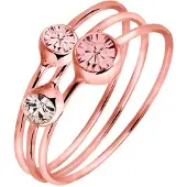 Elli Ring-Set "Ring Set Kristalle Rose 925 Sterling Silber Rosé-vergoldet" Gr. 62, rosa, Fingerringe, Damen, 62,mit Stein, Silber 925 (Sterlingsilber), 4mm, Ring-Set