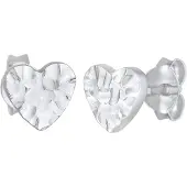 Elli Paar Ohrstecker "Ohrringe Herz Liebe Gehämmert Organic 925 Silber" Gr. 7, silber, Ohrringe, Damen, 7, ohne Stein, Silber 925 (Sterlingsilber), Paar Ohrstecker