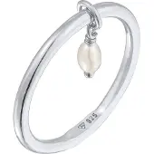 Elli Perlenring "Ring Bandring Stapelring Perle Basic 925 Ring" Gr. 56, silber, Fingerringe, Damen, 56, Silber 925 (Sterlingsilber), Perlenring