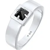 KUZZOI Siegelring "Ring Herren Bandring Onyx Pyramide 925 Silber" Gr. 62, silber, Fingerringe, Herren, 62, ohne Stein, Silber 925 (Sterlingsilber), 8mm, Siegelring