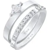 Elli Ring-Set "Ring Solitär Eternity Zirkonia Verlobung Set 925 Silber" Gr. 56, silber, Fingerringe, Damen, 56,mit Stein, Silber 925 (Sterlingsilber), 7mm, Ring-Set