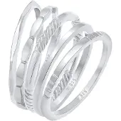 Elli Ring-Set "Ring Stapelringe Stacking Bandringe 5er Set 925 Silber" Gr. 54, silber, Fingerringe, Damen, 54, ohne Stein, Silber 925 (Sterlingsilber), 2mm, Ring-Set