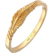 Elli Silberring "Ring Feder Flügel Boho Trend Festival 925 Silber" Gr. 54, gold, Fingerringe, Damen, 54, Silber 925 (Sterlingsilber), Silberring