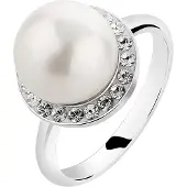 Nenalina Perlenring "Ring Muschelkern-Perle Kristalle 925 Silber" Gr. 58, silber, Fingerringe, Damen, 58, ohne Stein, Silber 925 (Sterlingsilber), Perlenring