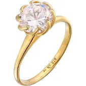 Elli Silberring "Ring Zirkonia Verlobung Solitär Blüte 925 Silber" Gr. 54, gold, Fingerringe, Damen, 54, Silber 925 (Sterlingsilber), Silberring