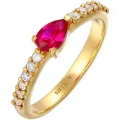 Elli Verlobungsring "Ring Rubin Zirkonia Klassik 925 Silber" Gr. 54, gold, Fingerringe, Damen, 54, Silber 925 (Sterlingsilber), Verlobungsring
