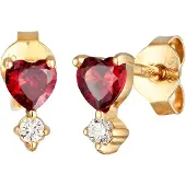 Elli Paar Ohrstecker "Ohrringe Herz Zirkonia Romantik 925 Silber vergoldet" Gr. 7, gold, Ohrringe, Damen, 7, Silber 925 (Sterlingsilber), Paar Ohrstecker