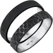 KUZZOI Ring 925 Sterling Silber Ring Set in Schwarz | Gr.: 64