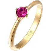 Elli Silberring "Ring Solitär Kristall Rot-Rosa Klassik 925 Silber" Gr. 58, gold, Fingerringe, Damen, 58, Silber 925 (Sterlingsilber), Silberring