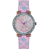 GUESS Quarzuhr "LOTUS", rosa (rosa, hellblau), Armbanduhren, Damen, Quarzuhr, Armbanduhr, Damenuhr