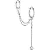 Elli Paar Creolen "Ohrringe Ear Chain Creolen Kristall Modern 925 Silber" Gr. 5, silber, Ohrringe, Damen, 5,mit Stein, Silber 925 (Sterlingsilber), Paar Creolen