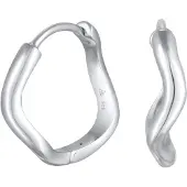 Elli Paar Creolen "Ohrringe Creolen Wellen Wave Design 925 Silber vergoldet" Gr. 16, silber, Ohrringe, Damen, 16, ohne Stein, Silber 925 (Sterlingsilber), Paar Creolen