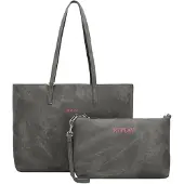 Replay Shopper Schultertasche Shoulder Bag Washed Black + Black grau schwarz