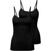 Calida Unterhemd "Unterhemd Natural Comfort Spaghetti-Top 2er Pack", Damen, Gr. 36-38, N-Gr, schwarz, Obermaterial: 92% Baumwolle CO. 8% Elasthan EL., Unterhemden Unterhemd