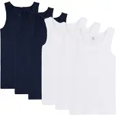 Sanetta Unterhemd "Unterhemd 6er Pack", Jungen, Gr. 128, N-Gr, weiß (weiß, blau), Obermaterial: 100% Baumwolle CO., Unterhemden Unterhemd