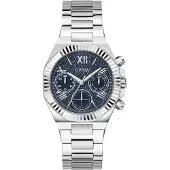 GUESS Multifunktionsuhr "EQUALITY", silber (silberfarben, blau), Armbanduhren, Damen, silberfarben, Multifunktionsuhr, Quarzuhr, Armbanduhr, Damen, Herren, unisex, Datum, Edelstahlarmband
